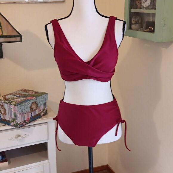 Beachsissi Red Two Piece Swimsuit. Coastal. Beachy. - Picture 2 of 13